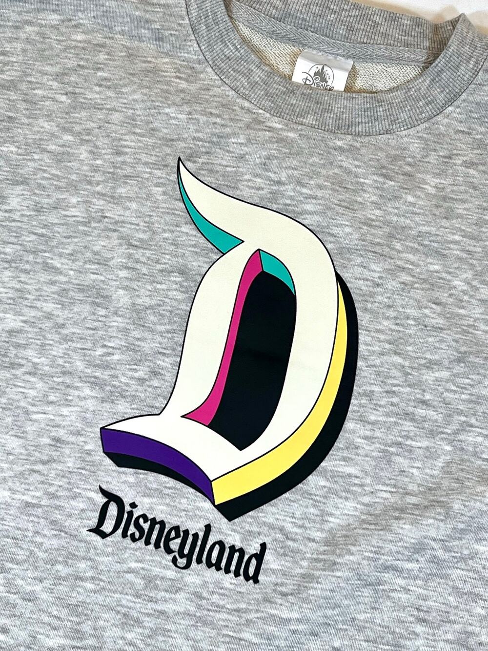 Disneyland Resort Retro Colorful 'D' Logo Grey Adult Sweatshirt - NWT - Size M